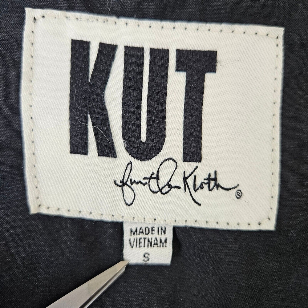 Kut From The Kloth Small Light Button Up Jacket Bat Wing Draw Cord Waist Black - Picture 3 of 16